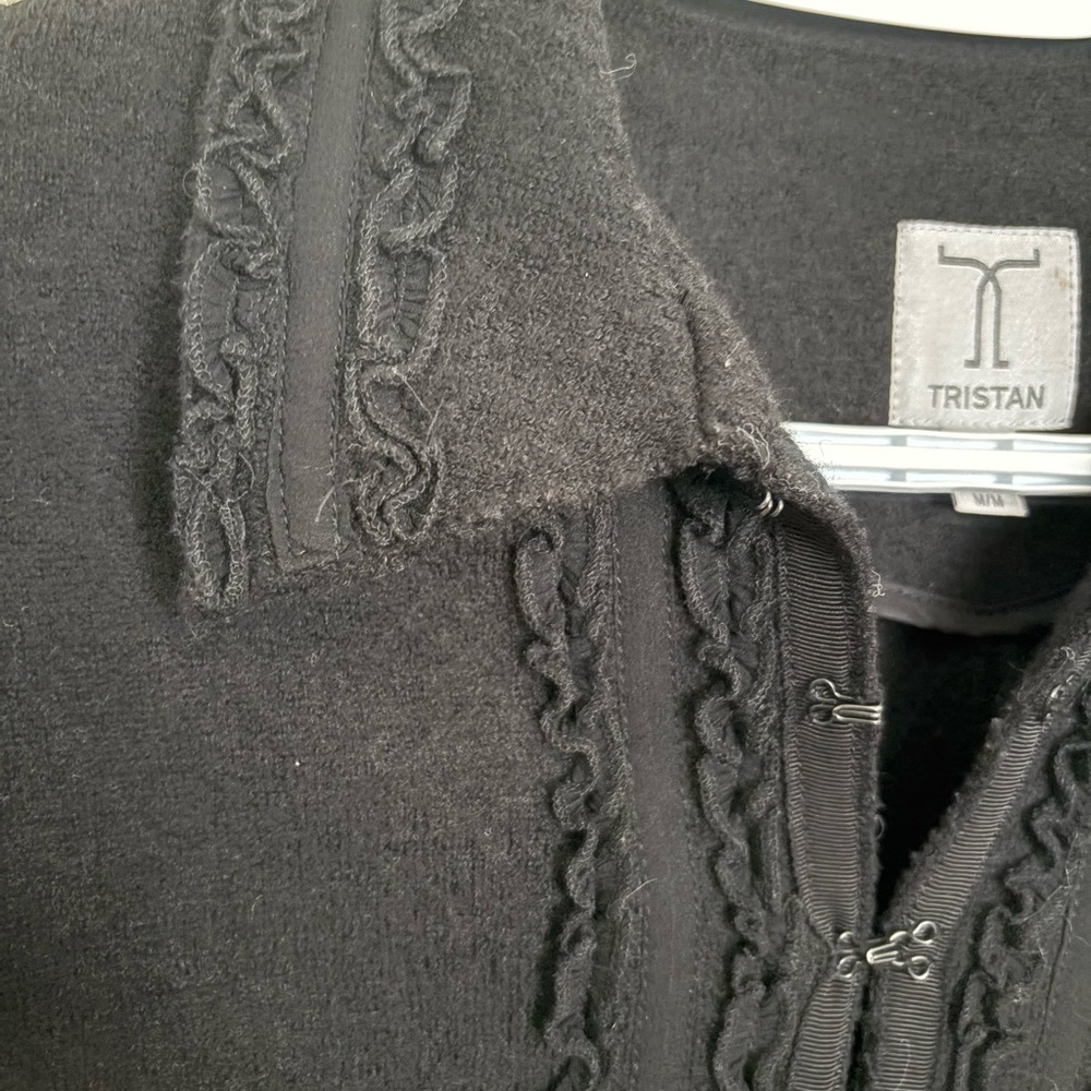 Tristan Black Ruffle Trim Tie-Front Cardigan - Picture 6 of 8